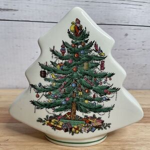 SPODE CHRISTMAS TREE BANK ENGLAND S3324m‎ No Chips Stopper Is Not Original